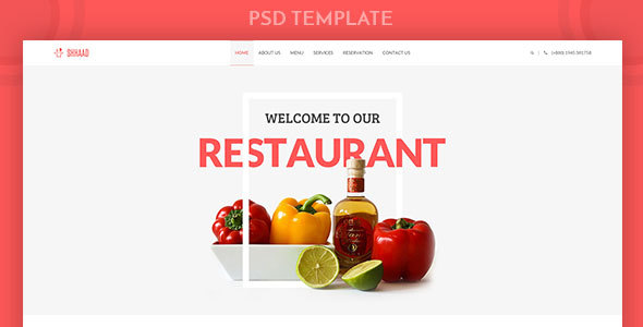 Shhaad | One Page Restaurant PSD Template