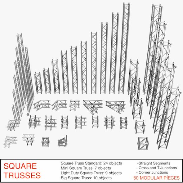 Square Trusses 001 - 3DOcean Item for Sale
