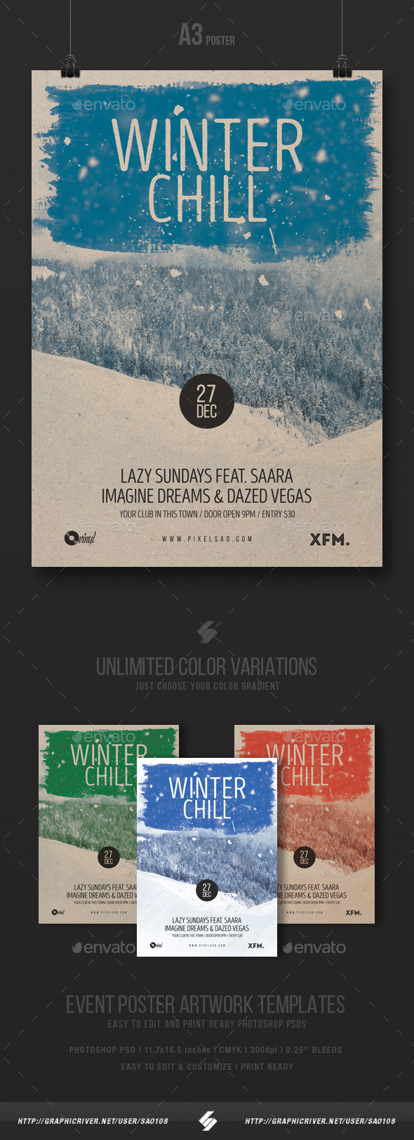 Winter Chill Out - Flyer / Poster Artwork Template A3 - Events Flyers