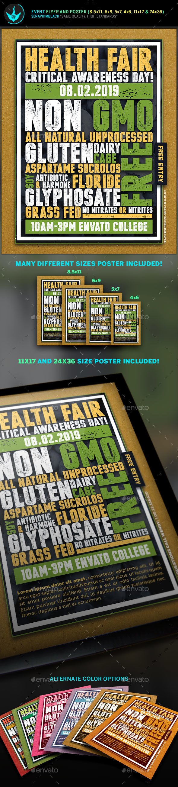 Health Fair Typography Flyer and Poster Template Throughout Health Fair Flyer Template