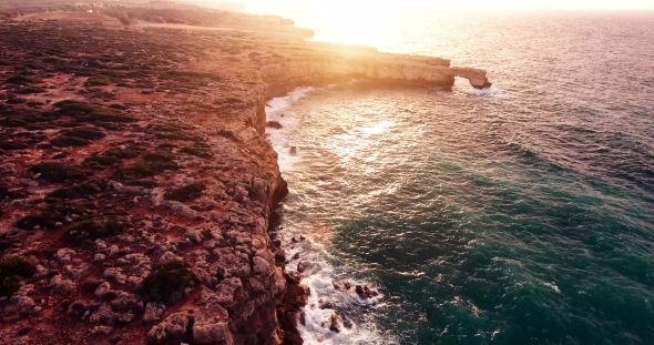 Flying Above Beautiful Sea Shore