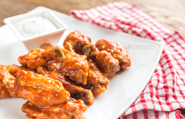 Portion of buffalo chicken wings - Stock Photo - Images