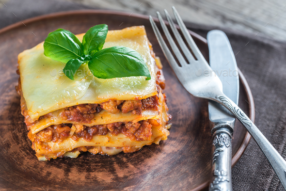 Portion of classic lasagne Stock Photo by Alex9500 | PhotoDune