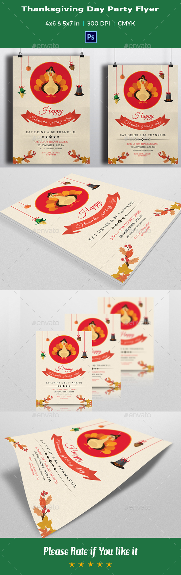 Thanksgiving Day Party Flyer Template-V02 - Events Flyers