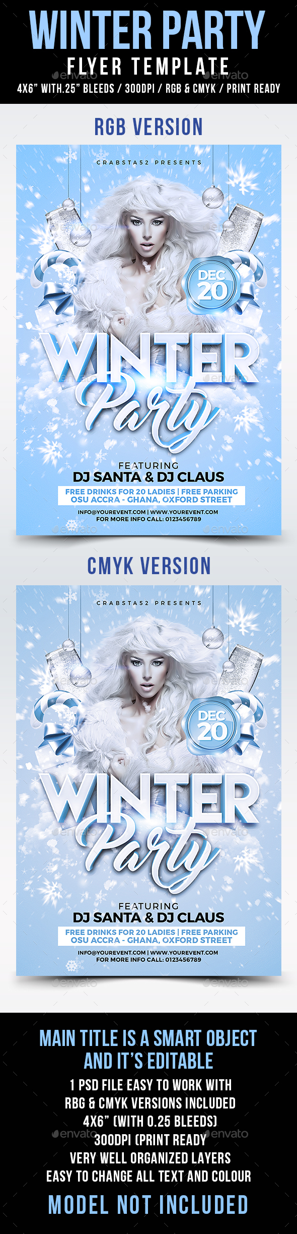 Winter Party Flyer Template - Clubs & Parties Events