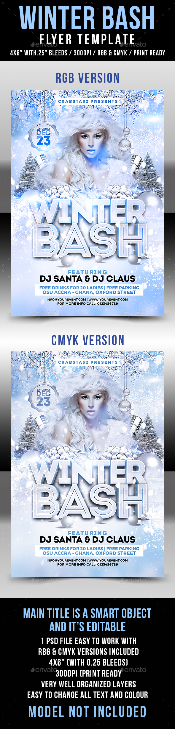 Winter Bash Flyer Template - Clubs & Parties Events