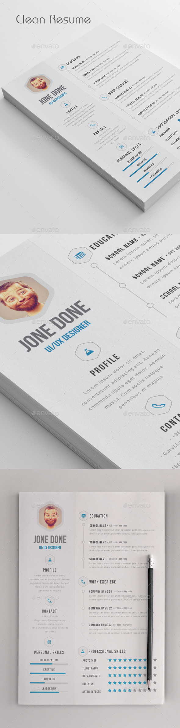 Clean Resume - Resumes Stationery