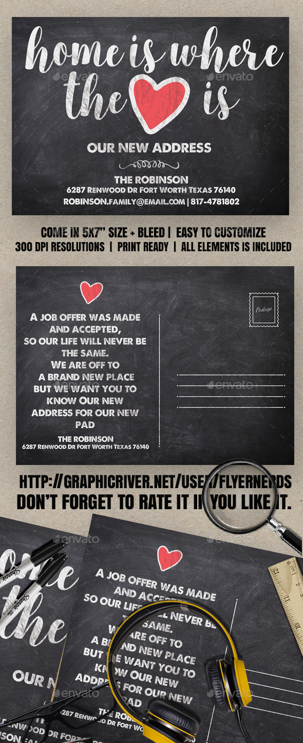 Chalkline Moving Announcements Card Template - Family Cards & Invites