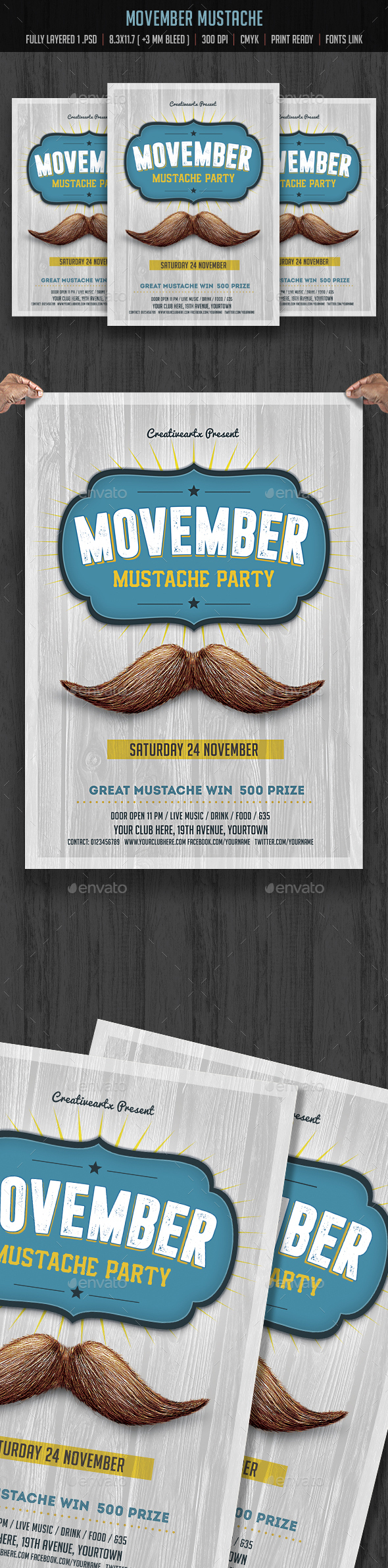 Movember Mustache Flyer - Flyers Print Templates
