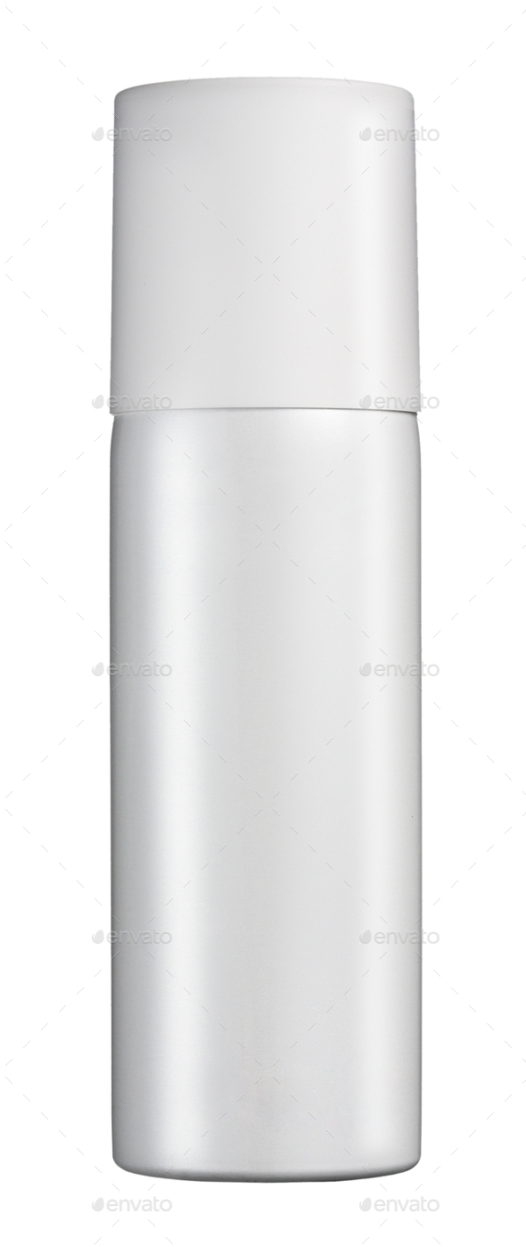 Plain white cylindrical spray bottle - Stock Photo - Images