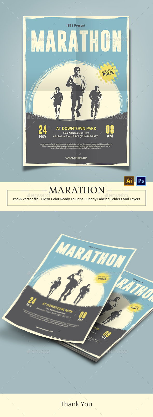 Marathon Event Vol 2 Flyer Template - Sports Events