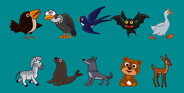 Cartoon Animals Animation Pack 5 by sadfishing | VideoHive