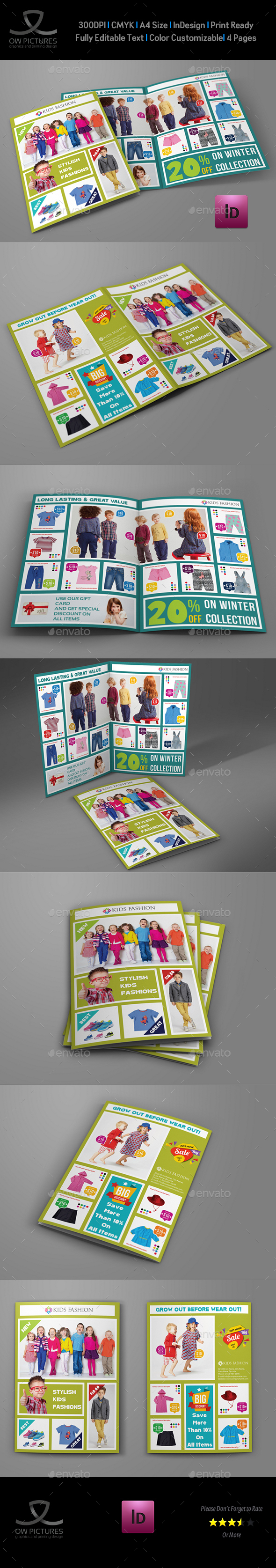 Kids Fashion Products Catalog Bi-Fold Brochure Template - Catalogs Brochures