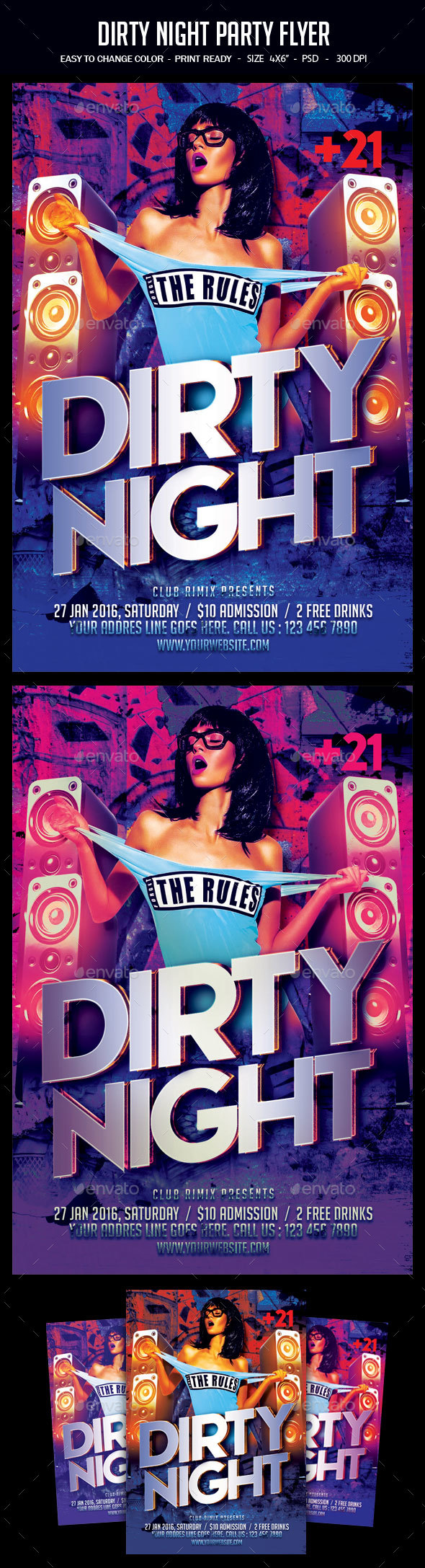 Dirty Night Party Flyer - Clubs & Parties Events