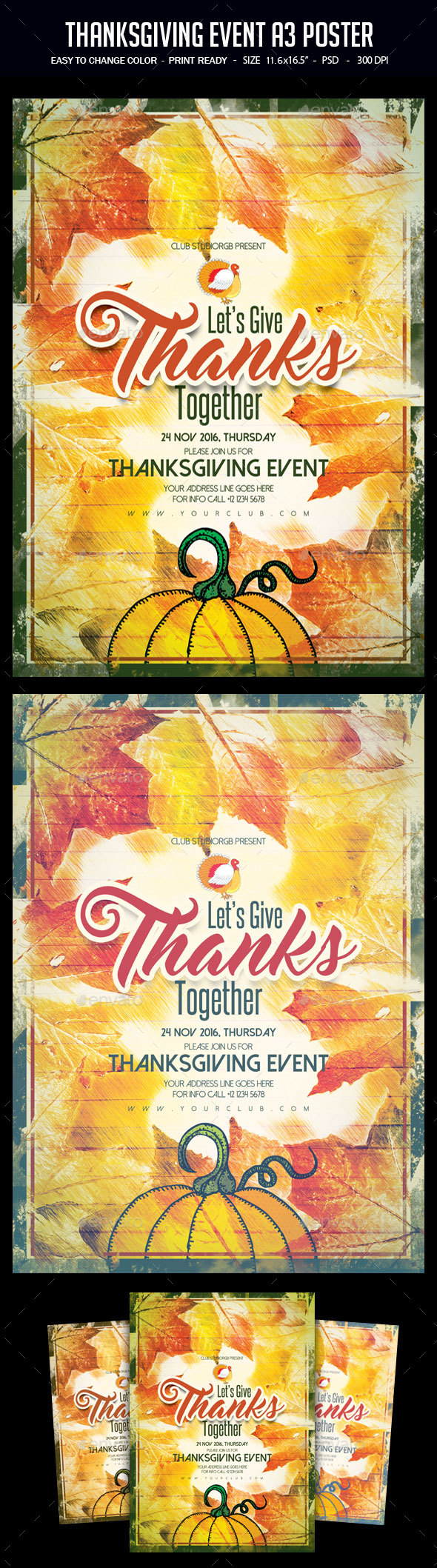 Thanksgiving Event A3 Poster - Clubs & Parties Events