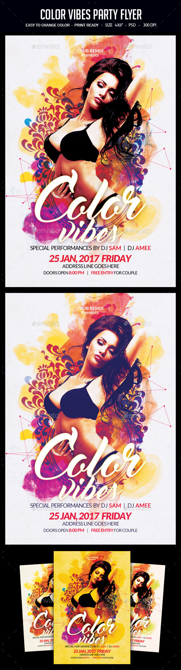 Color Vibes Party Flyer - Clubs & Parties Events