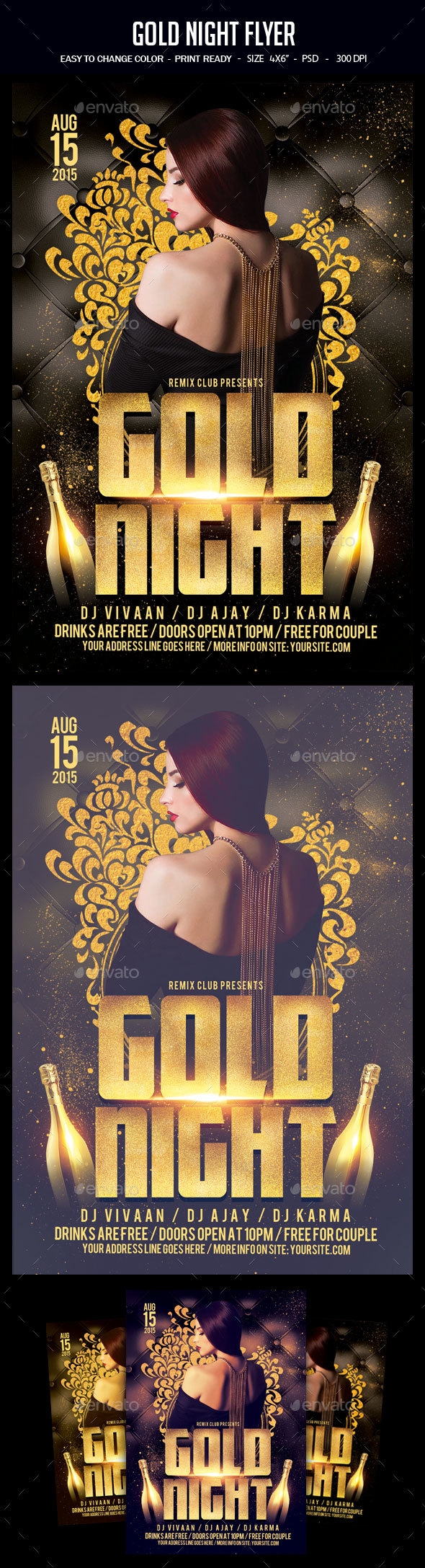Gold Night Flyer - Clubs & Parties Events