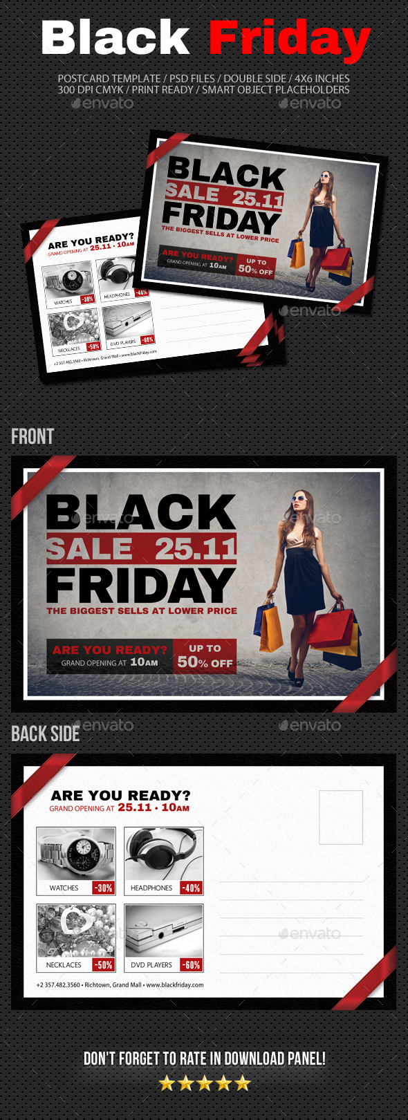 Black Friday Postcard Template V04 - Cards & Invites Print Templates