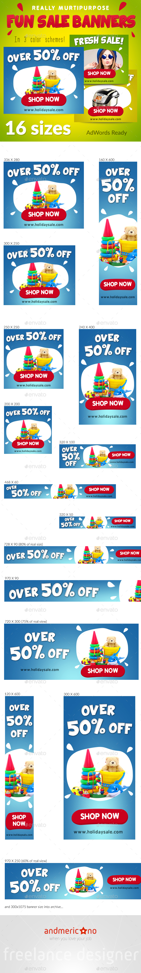 Fun Holidays Banners Set - Banners & Ads Web Elements