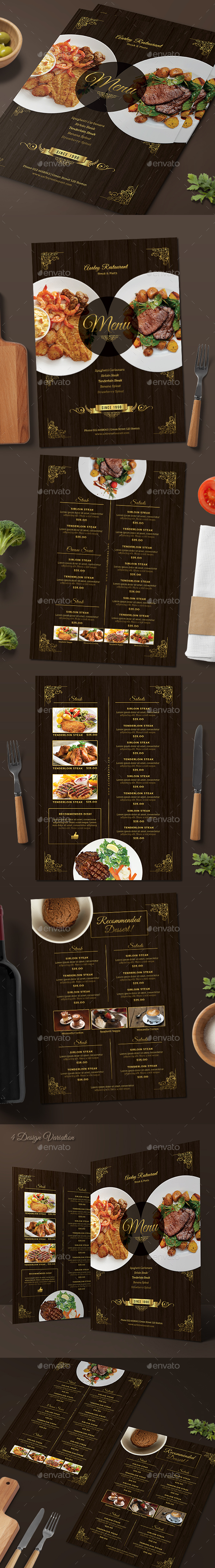 Elegant Restaurant Menu - Food Menus Print Templates