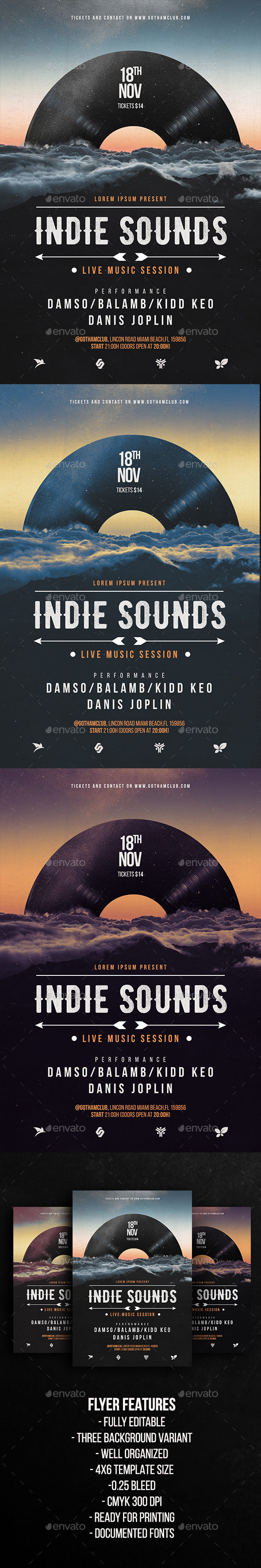 Indie Sounds Flyer Template - Clubs & Parties Events