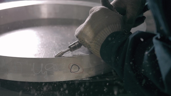 Industrial Engineer Working On Cutting a Metal And Steel Bar With Angle Grinder, Metallurgic Factory alt