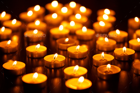 Burning candles with shallow depth of field - Stock Photo - Images