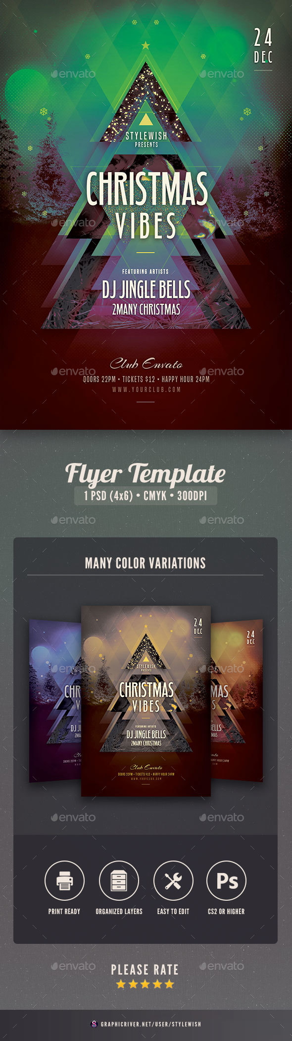 Christmas Vibes Flyer Template - Clubs & Parties Events