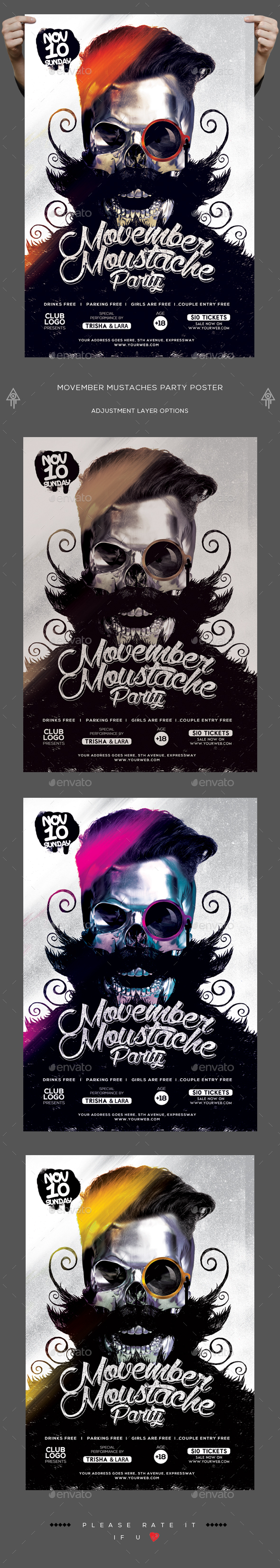 Movember Mustaches Party Poster - Clubs & Parties Events