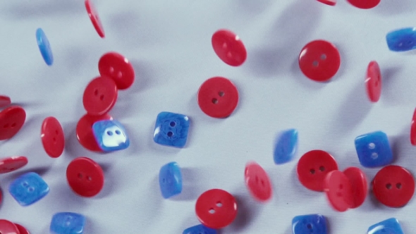 Olored Buttons Made Of Plastic. Accessories For Clothes. Red And Blue
