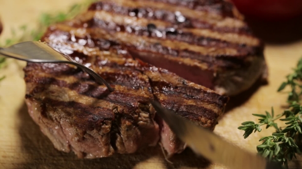 Grilled Steak On The Cutting Board