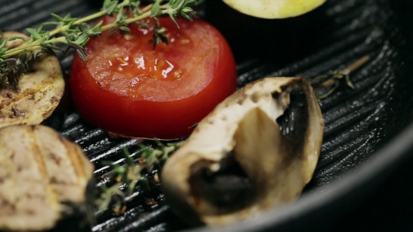 Grilled Vegetables On The Grill Pan And Theme