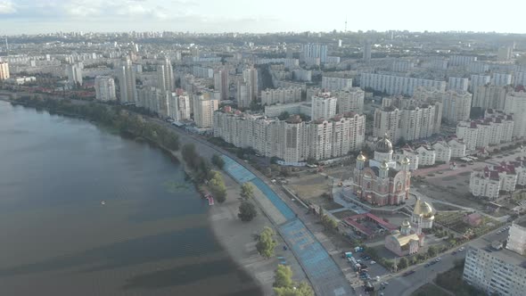 Kyiv, Ukraine. Obolon District. Aerial View alt