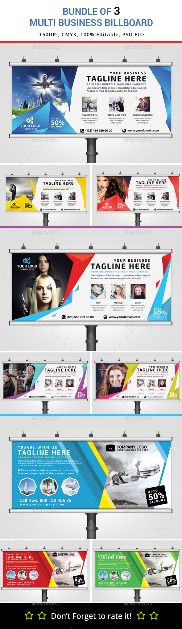 Bundle of 3 Multipurpose Billboard Banners - Signage Print Templates