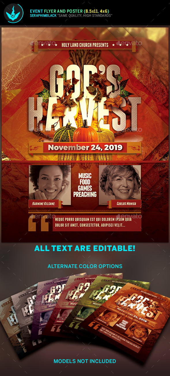 God's Harvest Fall Flyer Template - Holidays Events