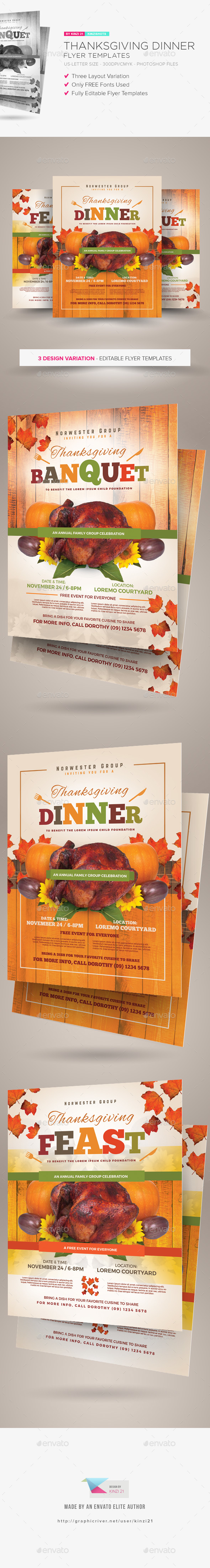 Thanksgiving Dinner Flyer Templates - Holidays Events