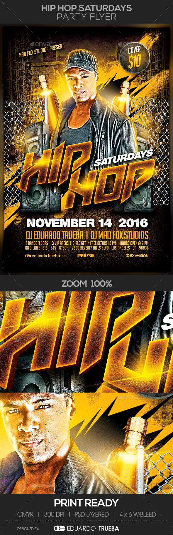 Hip Hop Saturdays Party Flyer - Clubs & Parties Events