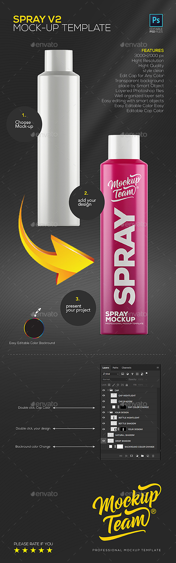 Spray Mock Up Template V2 - Product Mock-Ups Graphics