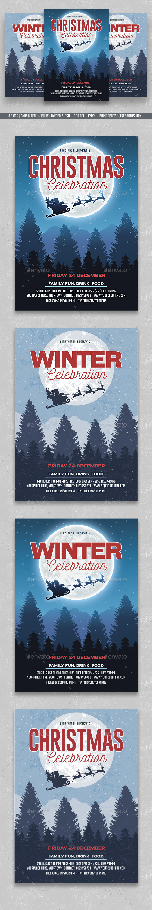 Christmas Winter Party Flyer - Flyers Print Templates