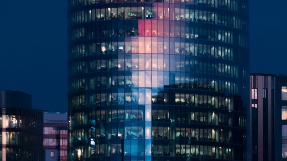 Beautiful Timelapse Of The Office Building Skyscraper From Day To Night
