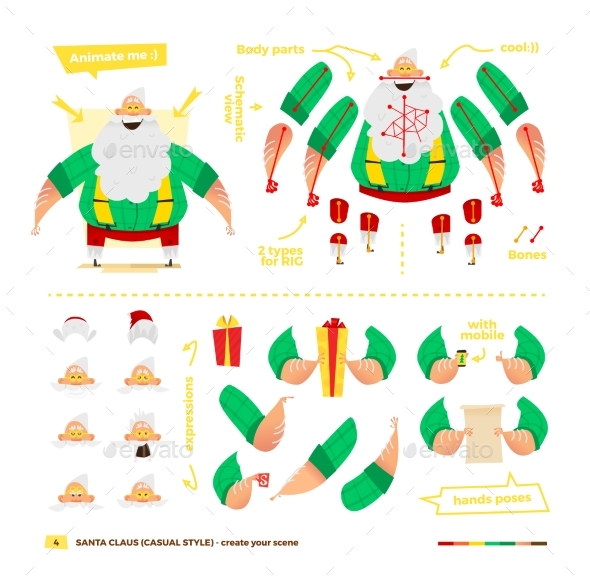 Santa Claus Set For Animation. - Christmas Seasons/Holidays