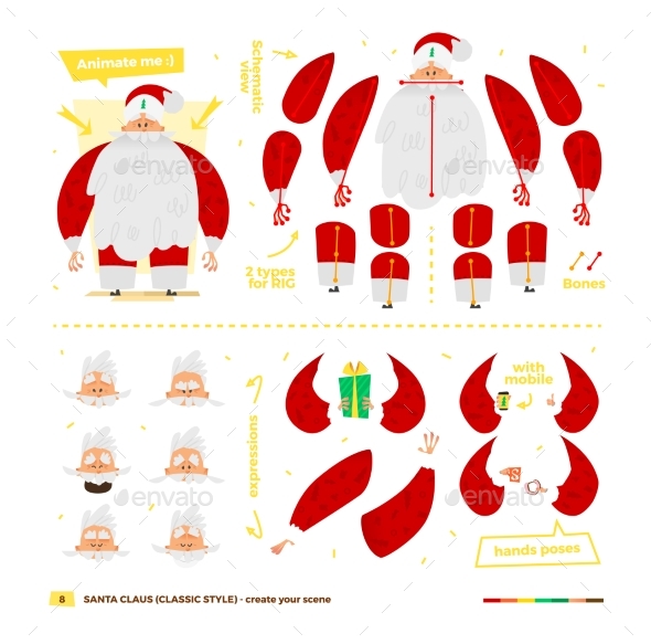 Santa Claus Set For Animation. - Christmas Seasons/Holidays