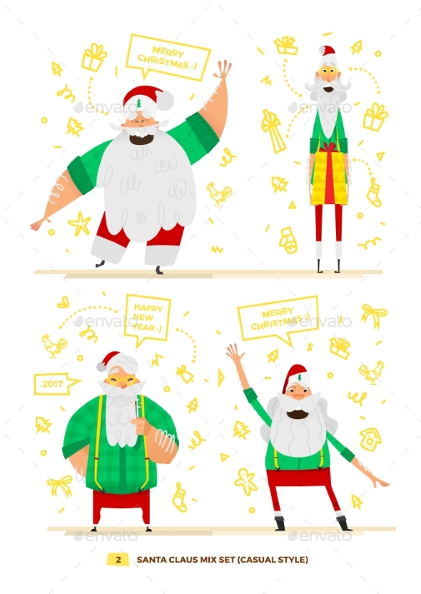 Santa Claus Set For Your Design. - Christmas Seasons/Holidays