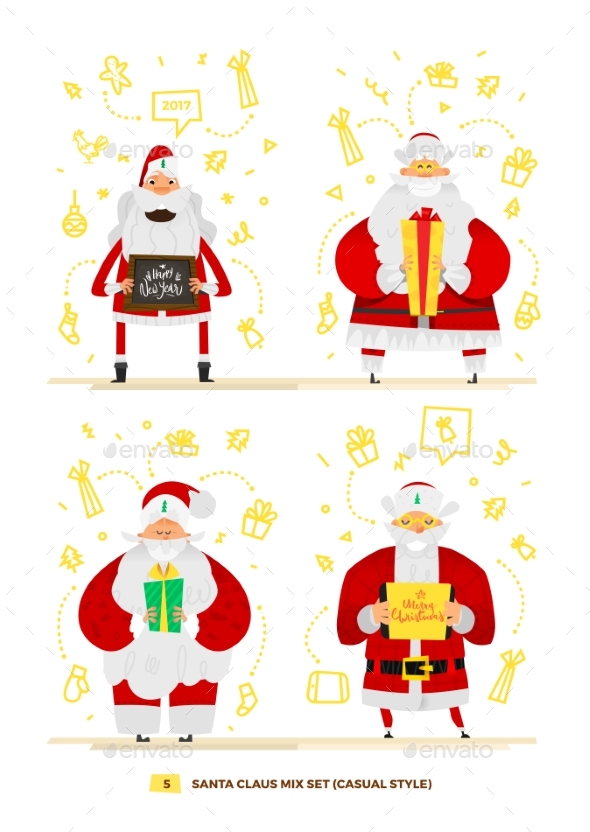 Santa Claus Set For Your Design. - Christmas Seasons/Holidays