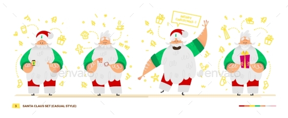 Santa Claus Set For Your Design. - Christmas Seasons/Holidays