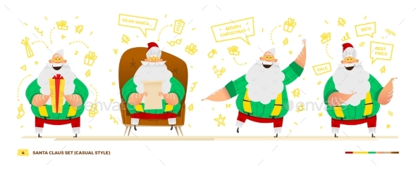 Santa Claus Set For Your Design. - Christmas Seasons/Holidays