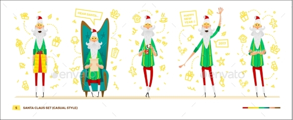 Santa Claus Set For Your Design. - Christmas Seasons/Holidays