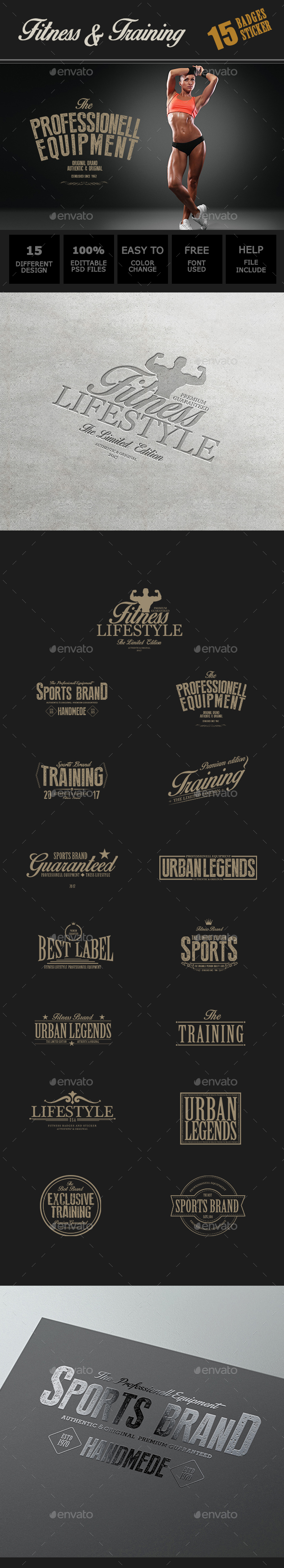 Fitness Badges and Sticker - Badges & Stickers Web Elements