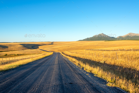 Long Road and Mountains - Stock Photo - Images