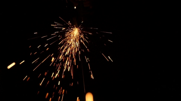 Sparks Frying During Metal Grinding alt